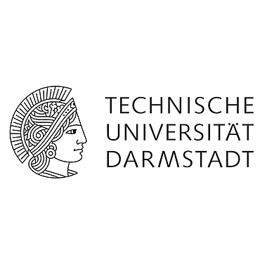 Universitätslogo der TU Darmstadt mit stilisierter Frauenfigur und Schriftzug.